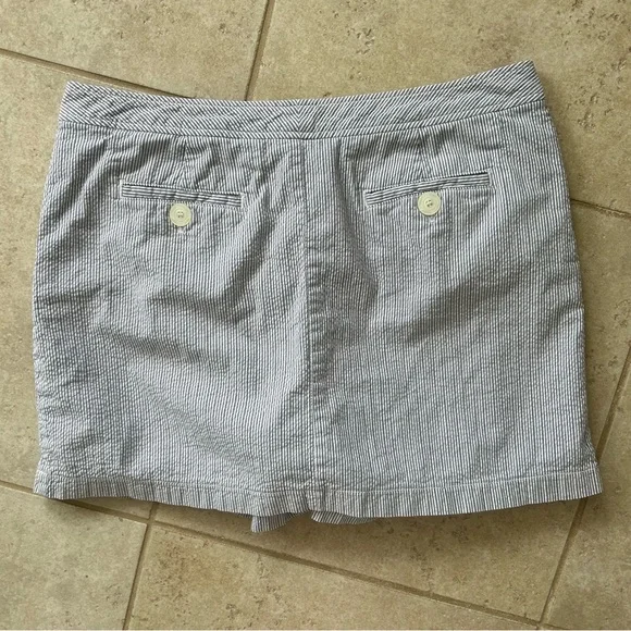 DOCKERS Seersucker Skort Blue White Striped Cotton Mini Skirt Preppy | Size 10P - Picture 10 of 13